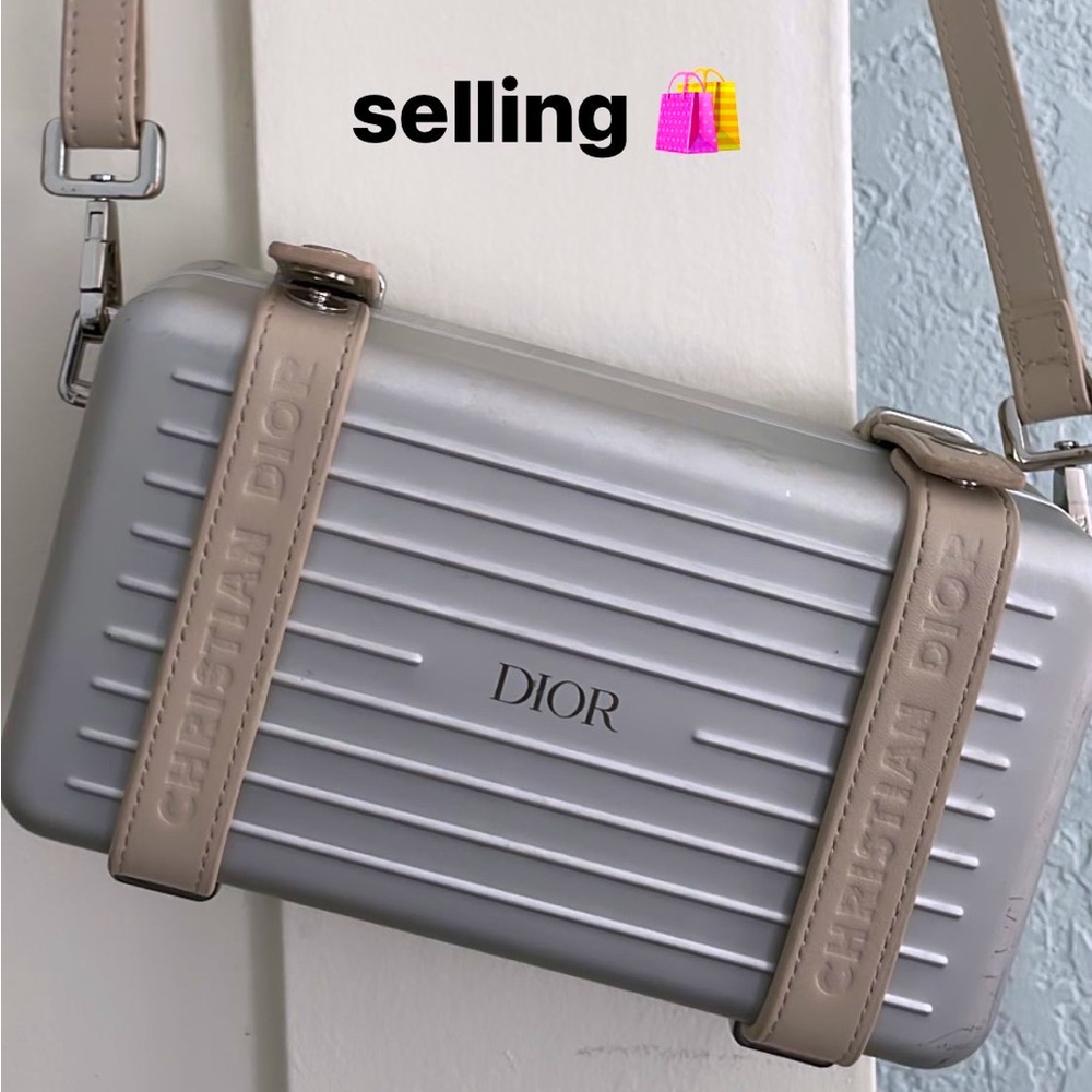 dior x rimowa clutch, silver